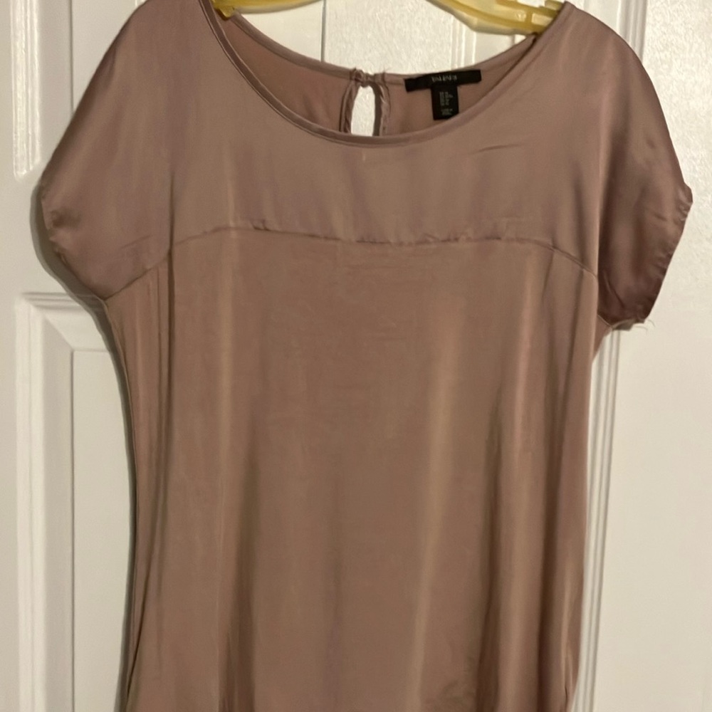 Tahari Classic Neutral Relaxed Blouse with Cap Sleeves